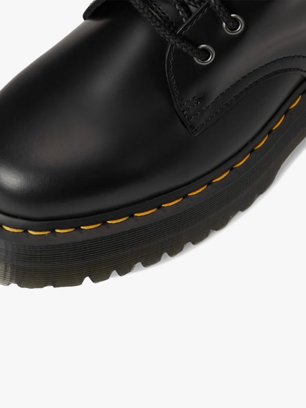 Dr. Martens Black Leather Platform Lace-Up Boots with Yellow Stitching Size 8 - Picture 3 of 8